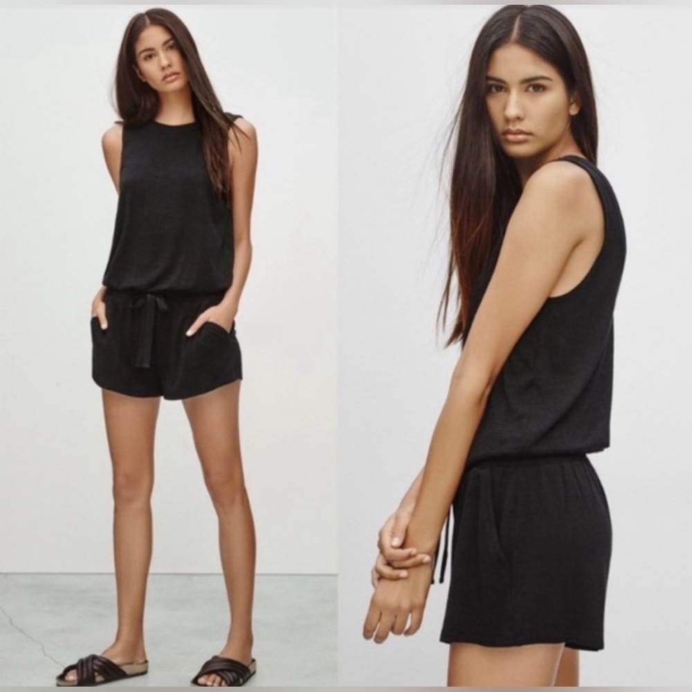 Aritzia Wilfred Free Izabel Tie-Waist Romper - black - size L